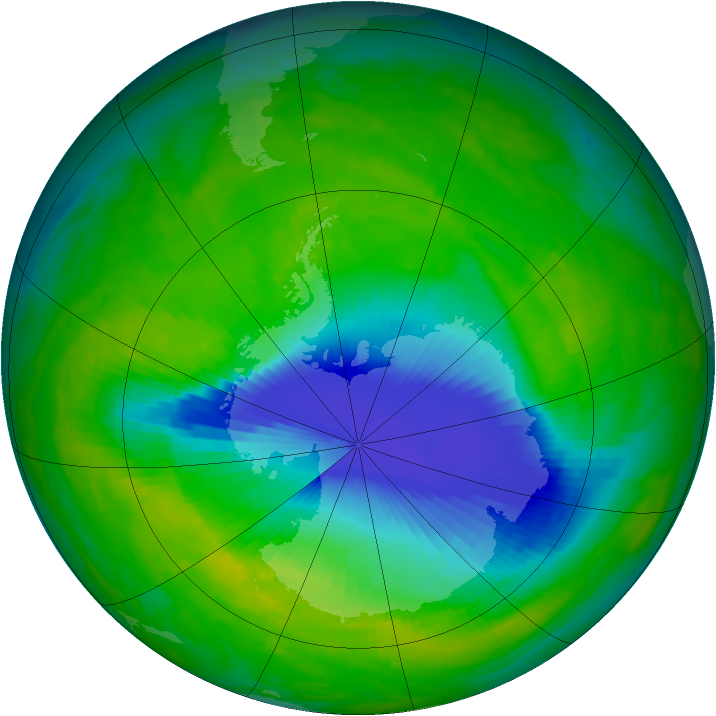 Antarctic ozone map for 20 November 1992